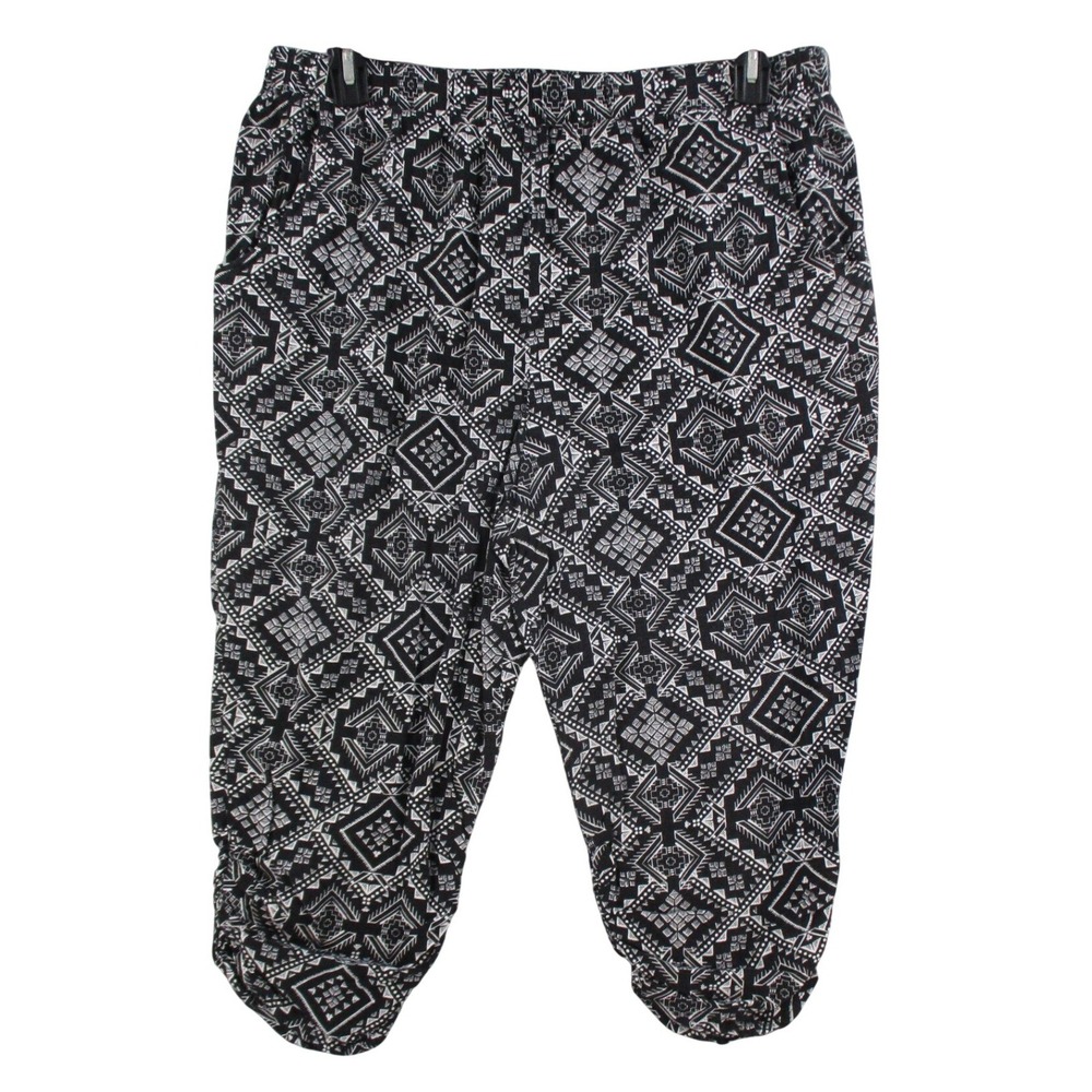 Mossimo Supply Co Womens XL Black White Geometric Tribal Print Cropped Joggers